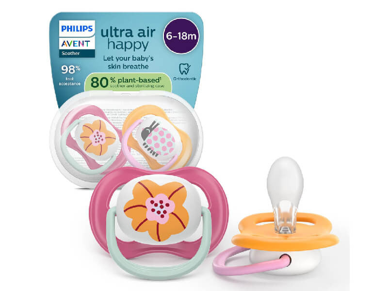 Philips Avent Ultra Air Happy Suzete din silicon 6-18m 2 buc gargarit